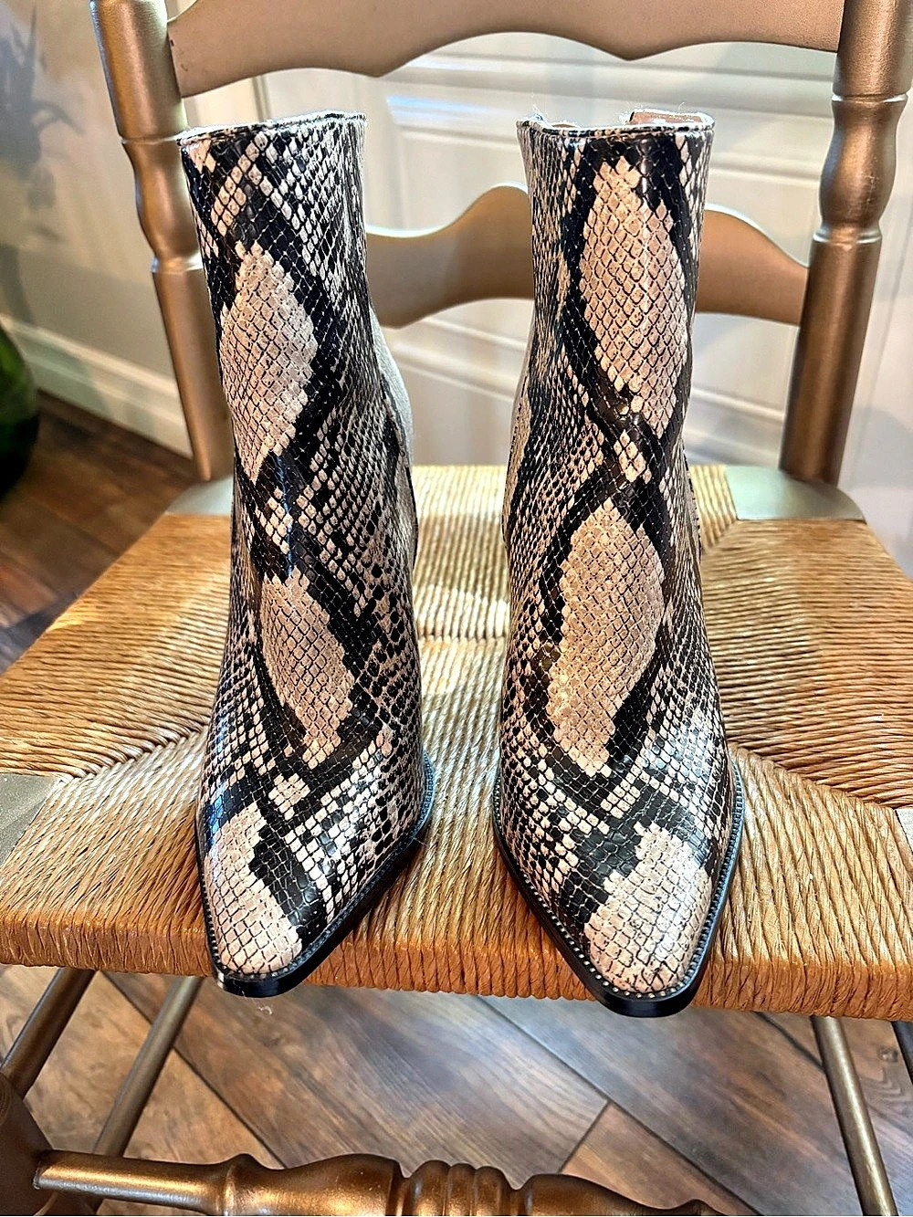 Steve Madden Snakeskin Print Pointed-Toe Booties